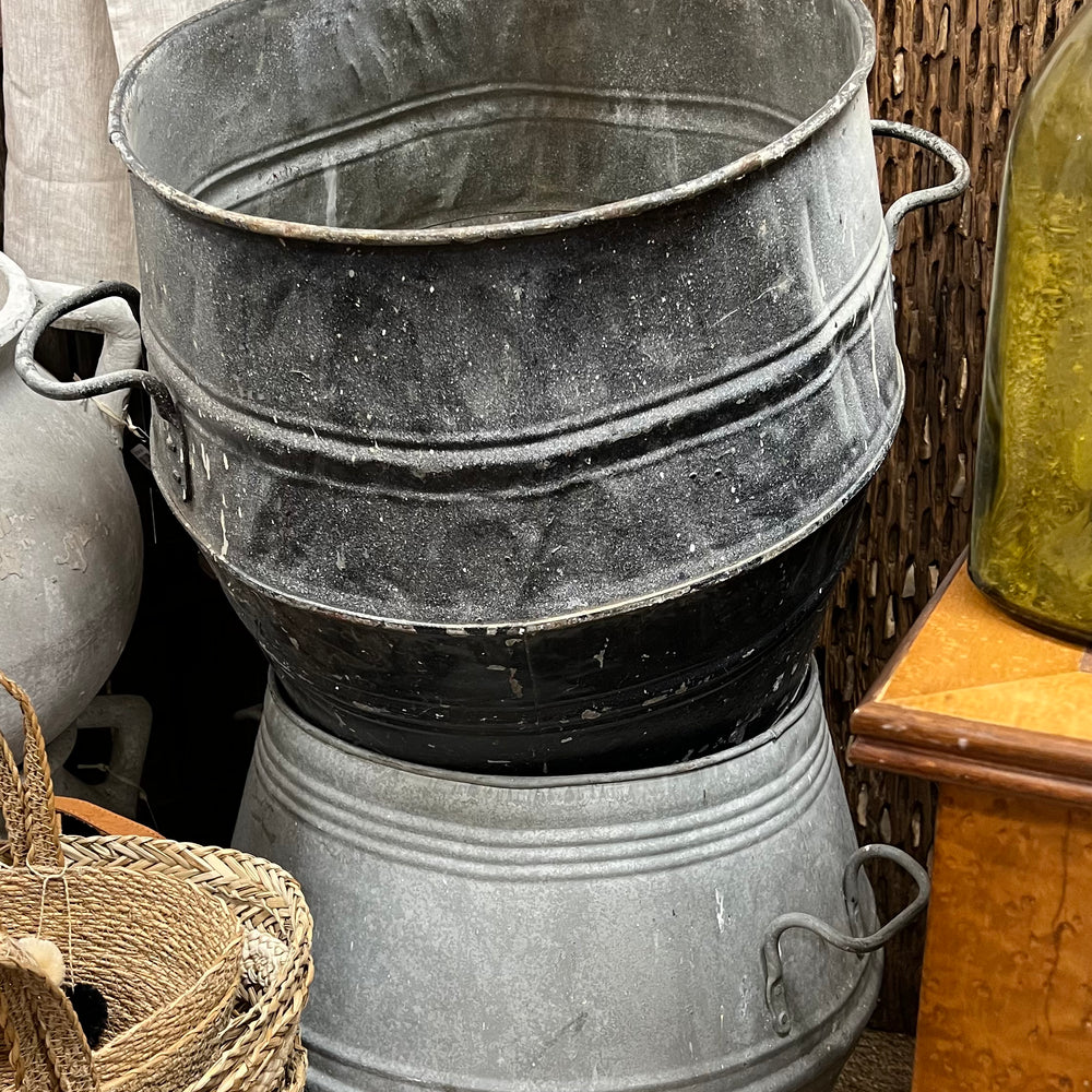 Galvanized Metal Barrel w/handles