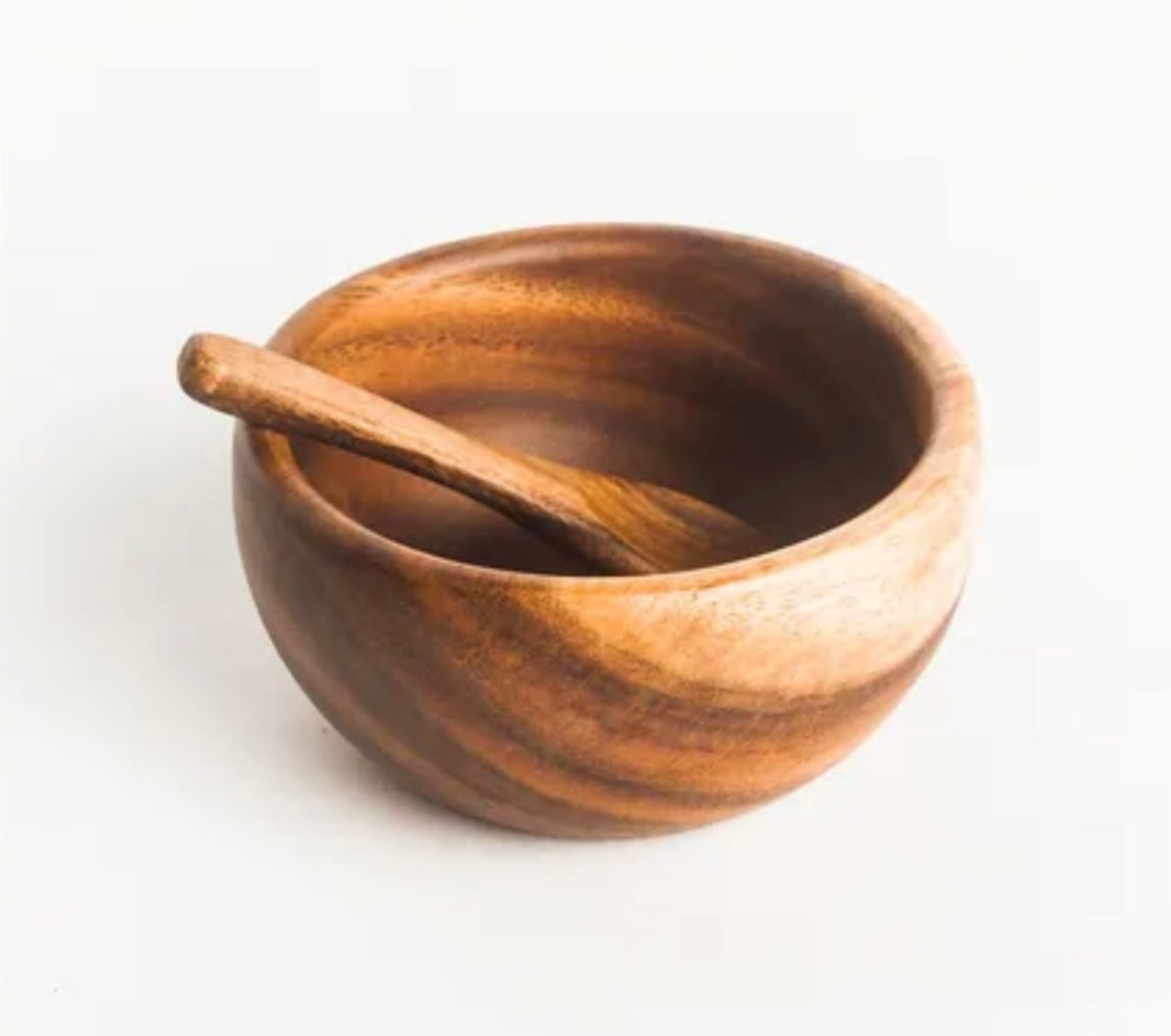 Acacia Wood Smoothie Bowl + Spoon Set