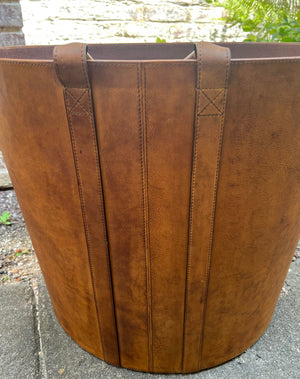 Leather Log Bucket w/Handles