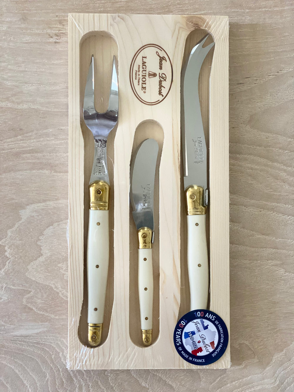 Jean Dubost 3pc Cheese Set with Ivory handles