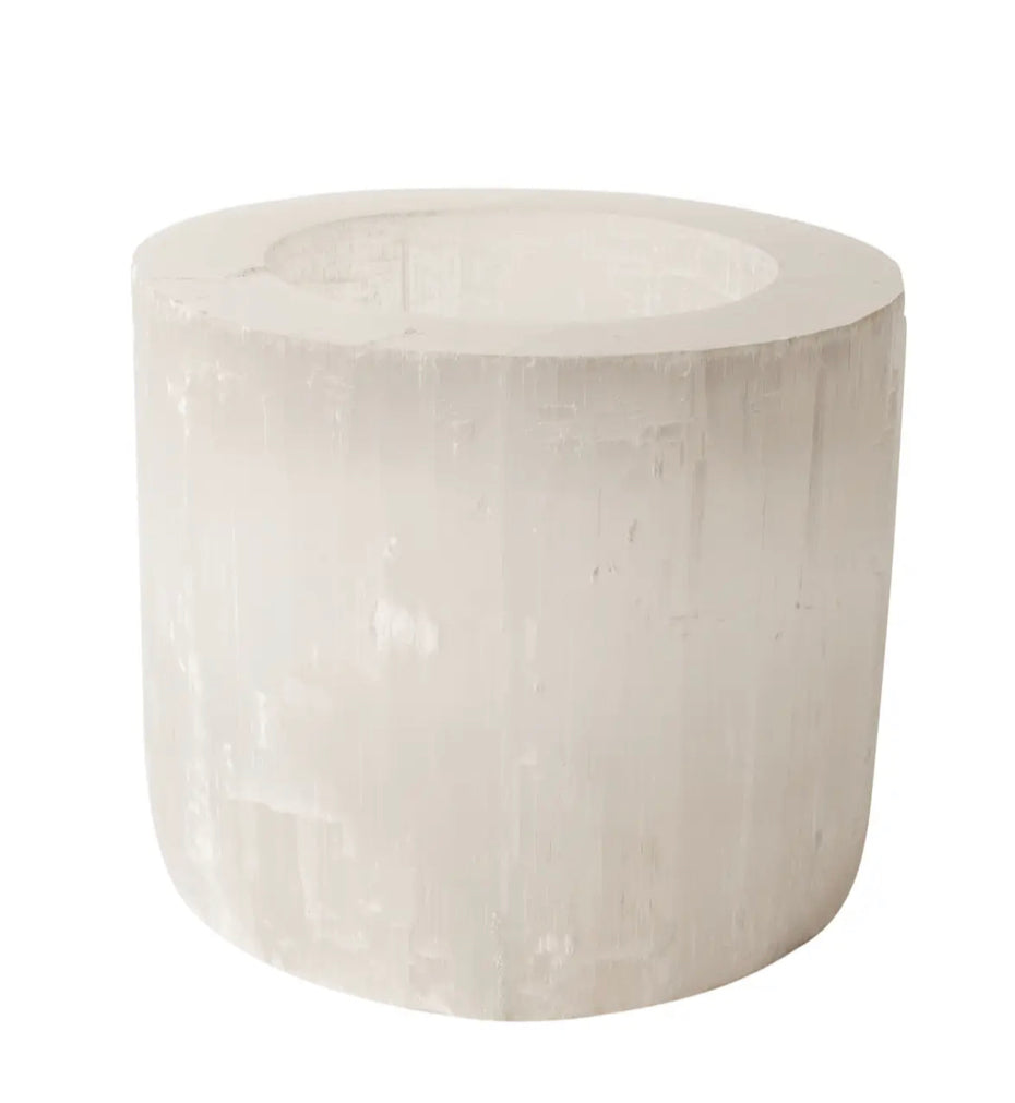 We love selenite especially made into votive holders!