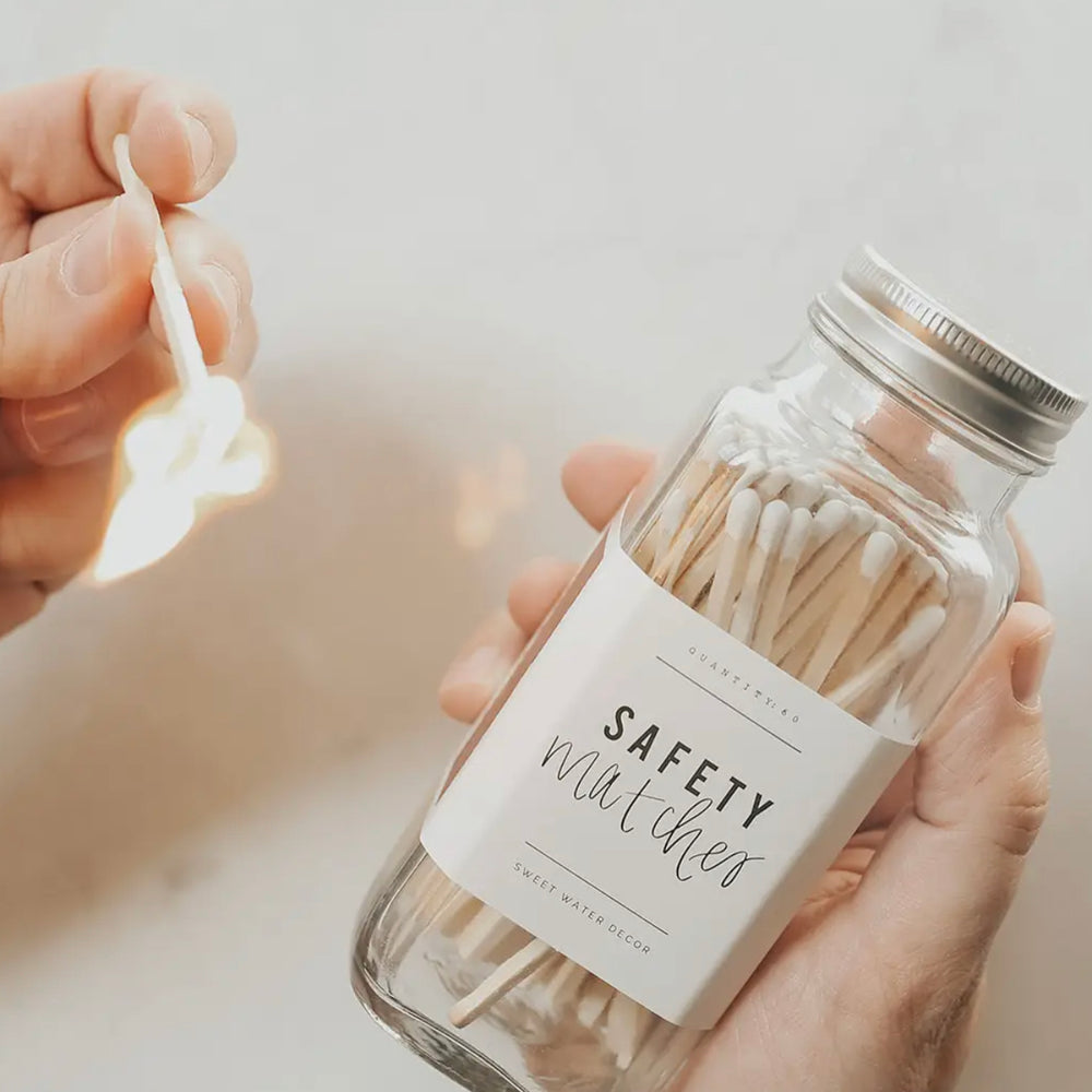 White Safety Matches in a Glass Jar