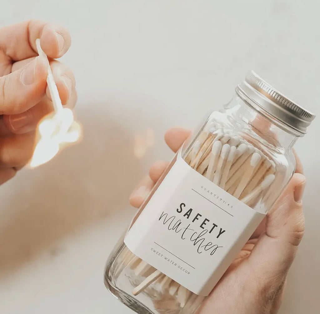 White Safety Matches in a Glass Jar