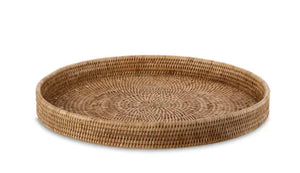 Round Handwoven Rattan Tray