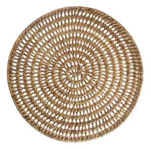 Set of 12 Handwoven Round Rattan Placemats