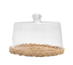 Cane and Glass Round Food Dome