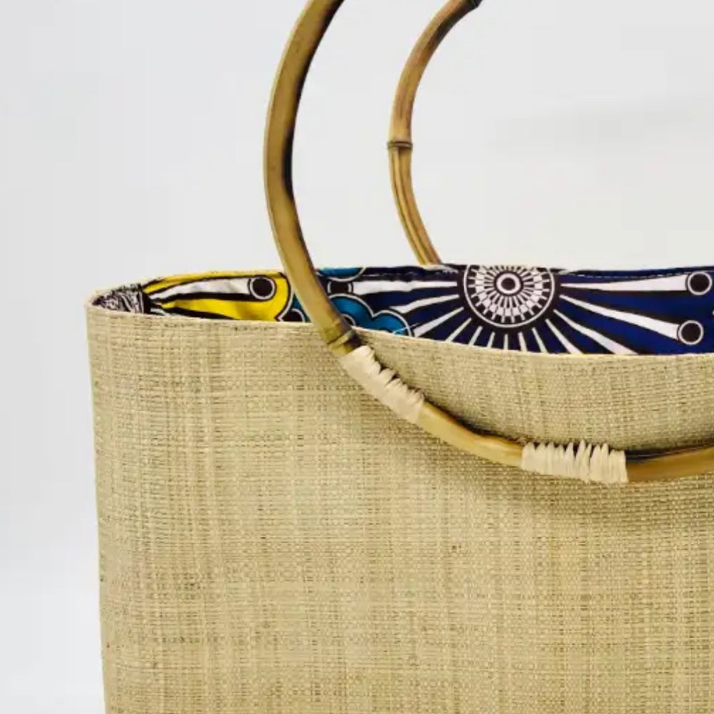 Straw Bag with a Bamboo Handle ~ 2 fun lining choices!