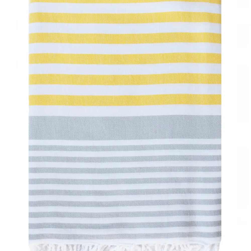 The Lucy Beach Blanket 79”x79” Yellow and Gray