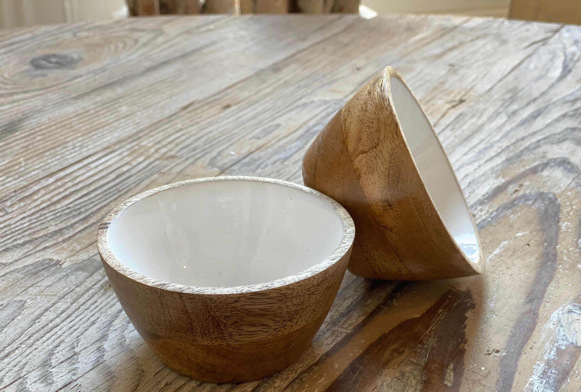 Petite Wood and Enamel Bowls