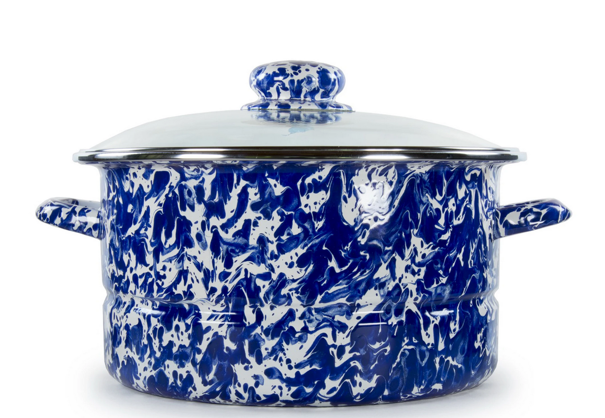 Blue and White Enamelware Cookware