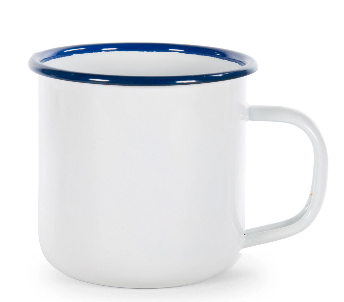 White with Blue Enamelware for Anywhere!