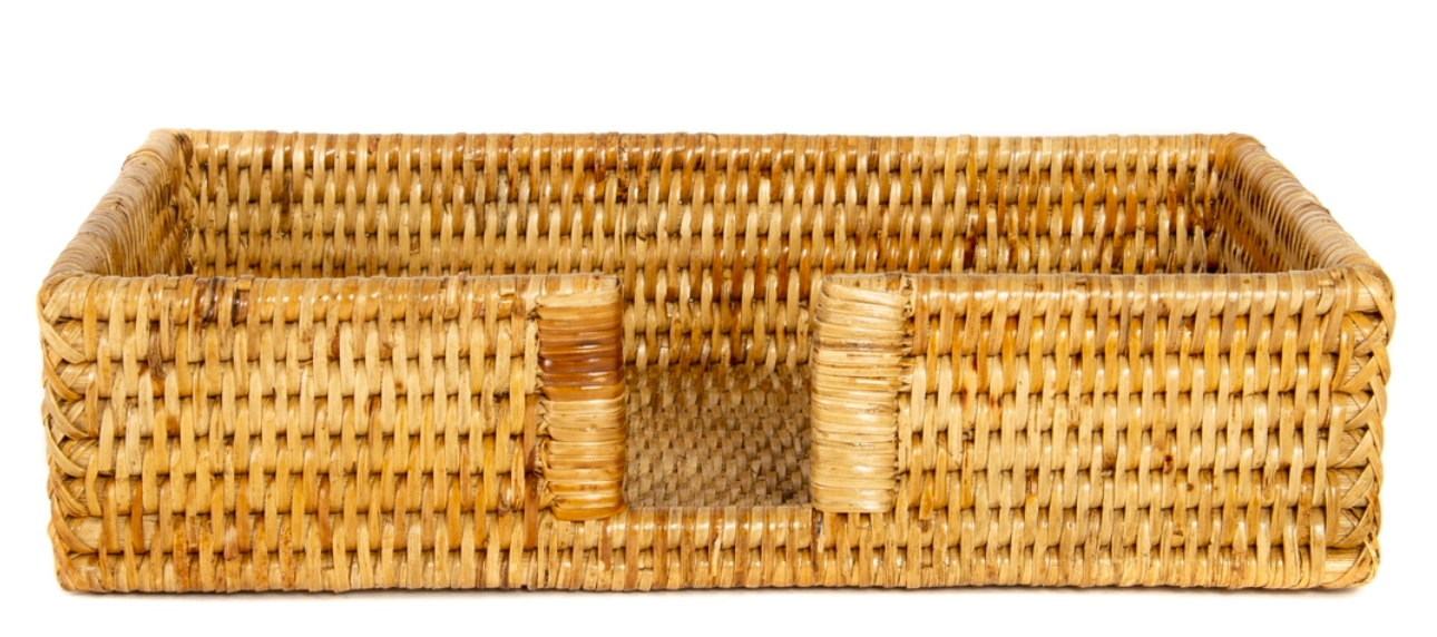 Hand-Woven Napkin Holder in Honey Brown or White Wash