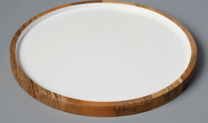 Mango Wood & White Enamel Round Platter