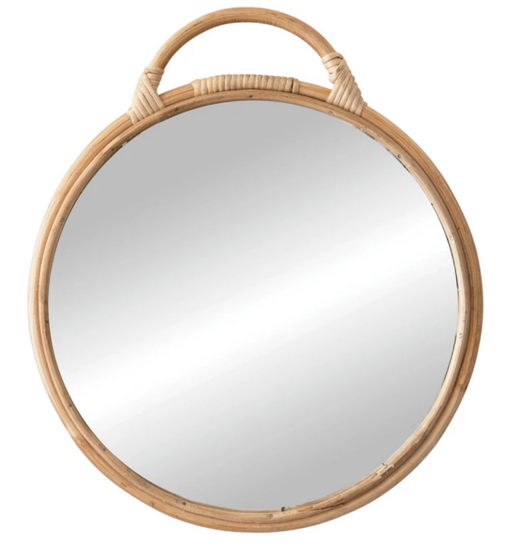 Round Rattan Accent Mirror