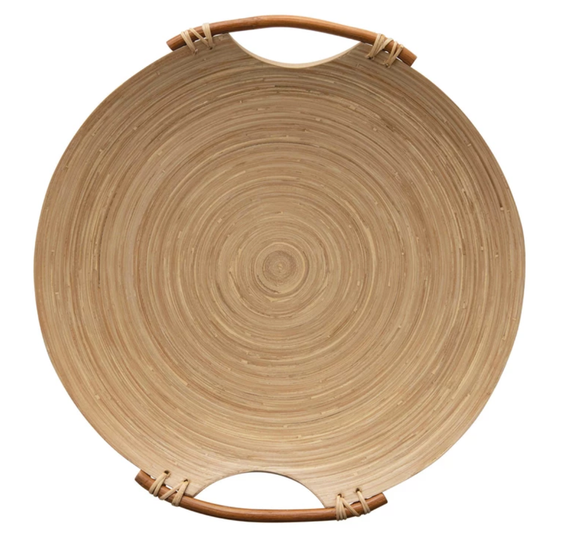 Round Bamboo Tray with Handles