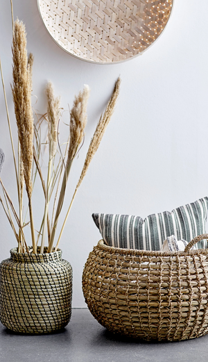 Hand-Woven Bamboo Baskets, Set of 3