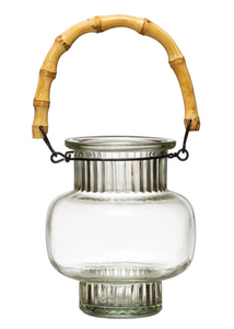 Glass Votive Holder with a Bamboo Handle