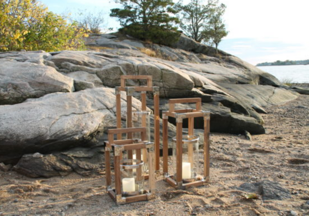 
                      
                        Indoor/Outdoor Teak and Stainless Lanterns
                      
                    