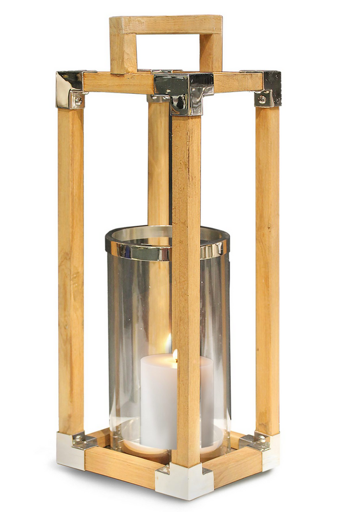 Indoor/Outdoor Teak and Stainless Lanterns