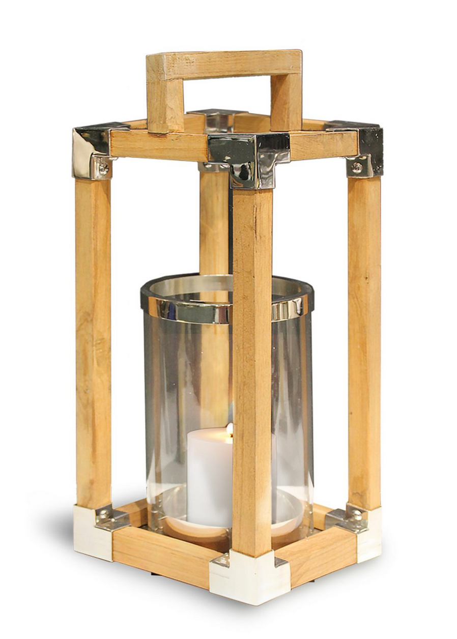 Indoor/Outdoor Teak and Stainless Lanterns