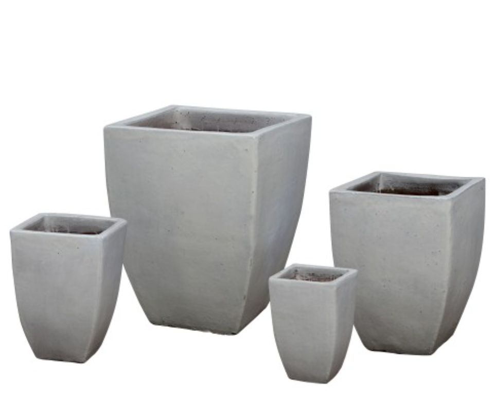 Outdoor Square Planters with a Distressed White glaze