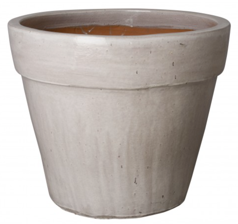 Beautiful Round Flower Pots with a Distressed White Glaze