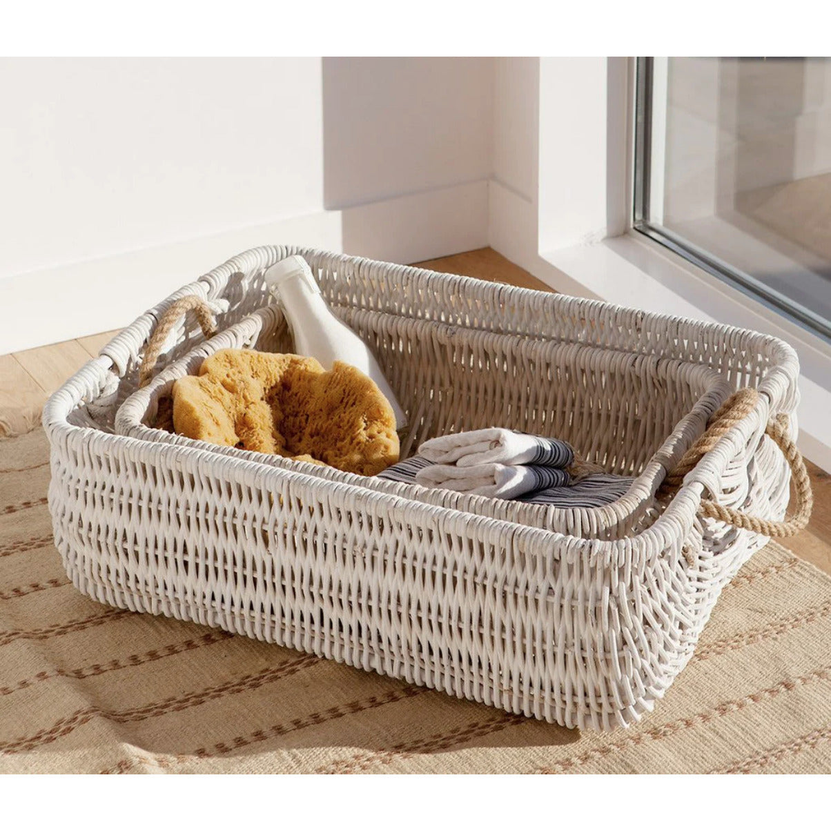 White Raw Rattan Nesting Baskets