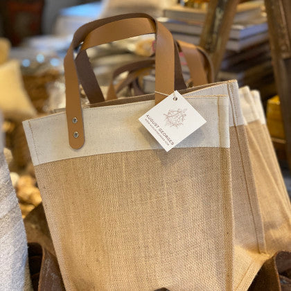 
                      
                        Uptown Wine Tote w/leather handles
                      
                    