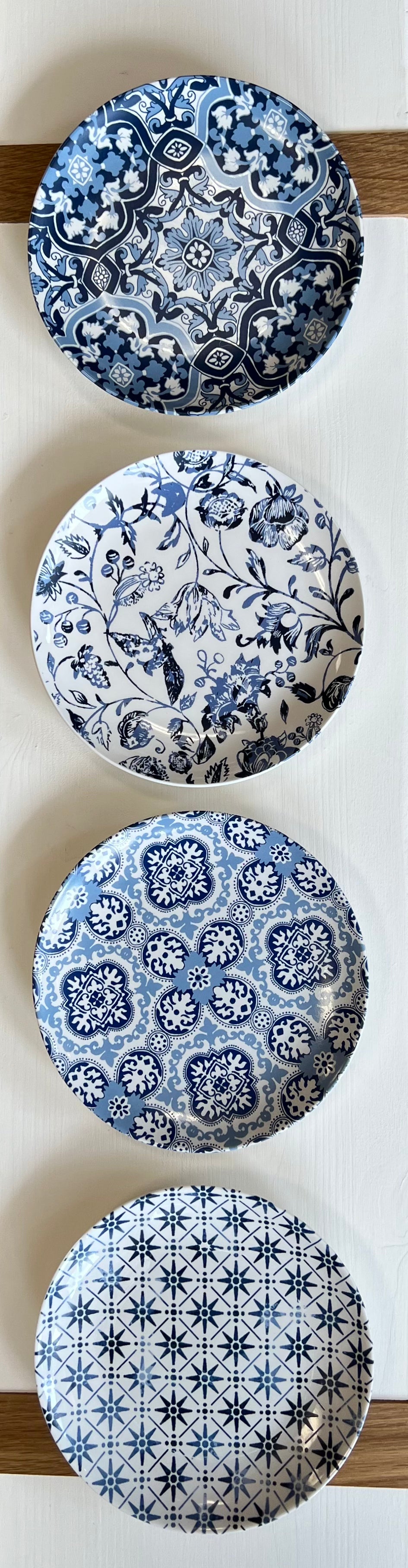 Blue + White Tile Porcelain Appetizer Plates ~ set of 4