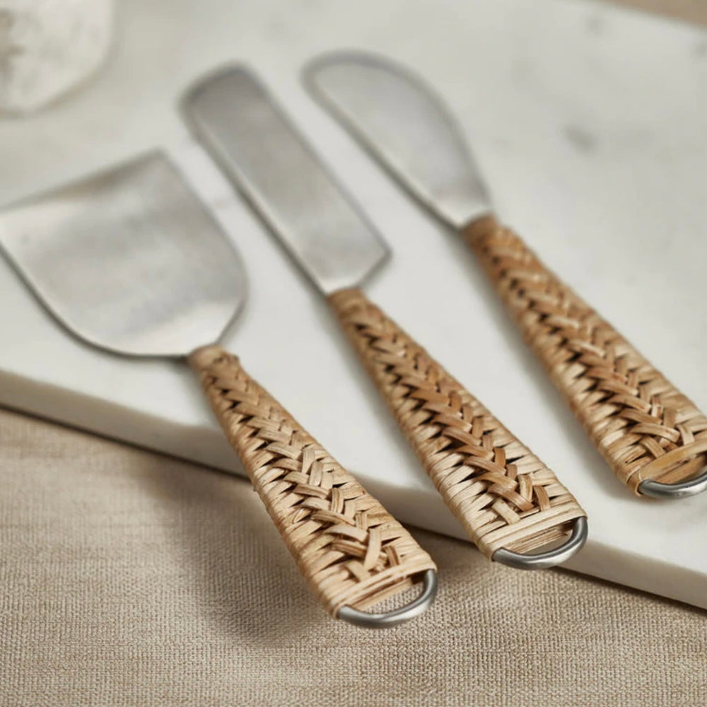 Rattan & Steel Cheese Tool Set