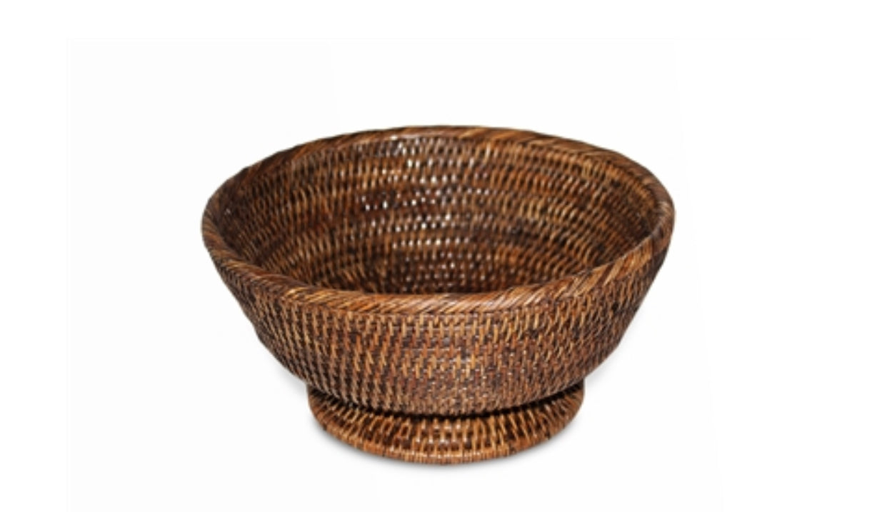 Large Round Woven Pedestal Bowl