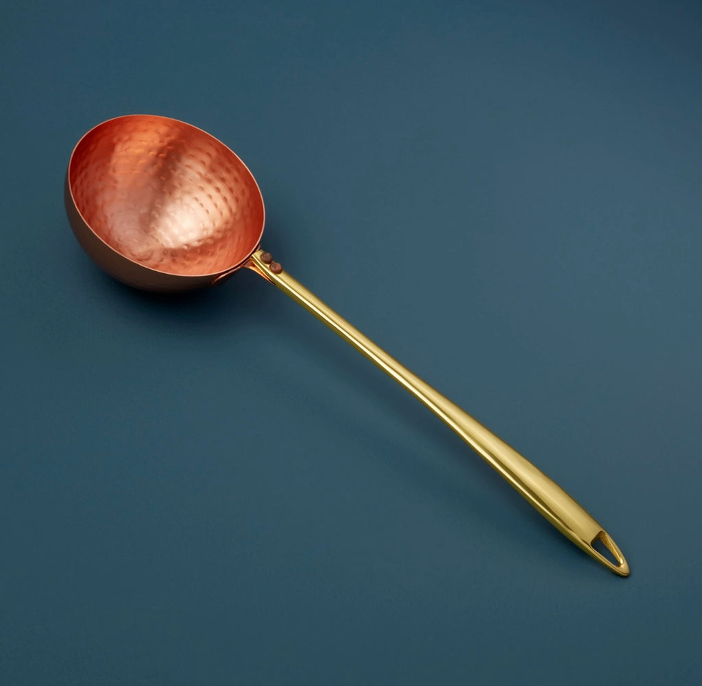 Modern Gold and Hammered Copper Ladle