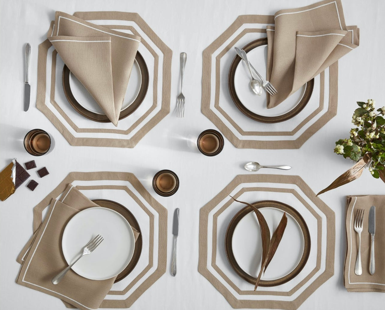 Octagon Double Border Placemat by Matouk ~ set of 4 ~ available in 6 colors