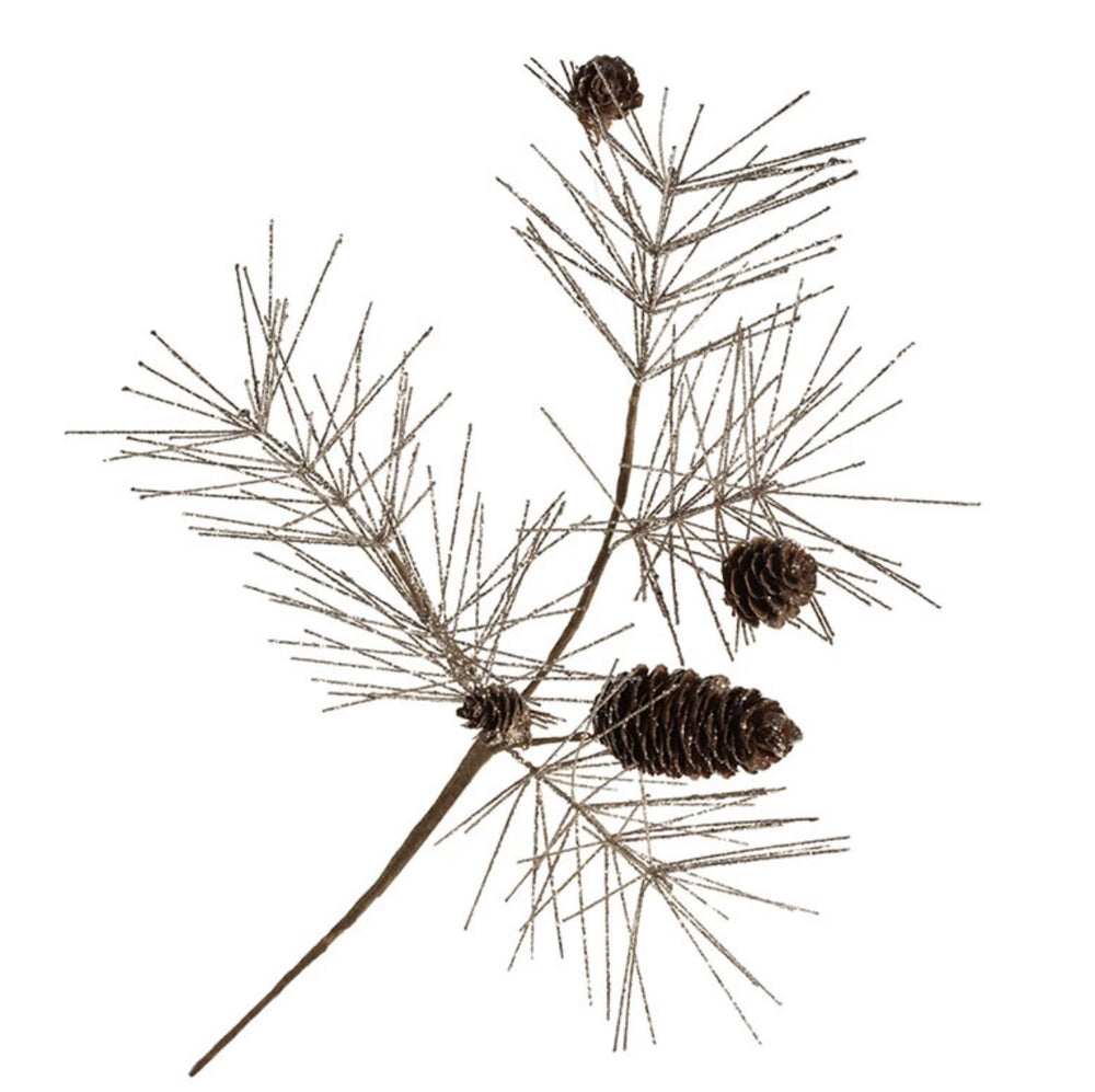 Champagne Spruce and Pinecone Decorative Pick - Tall