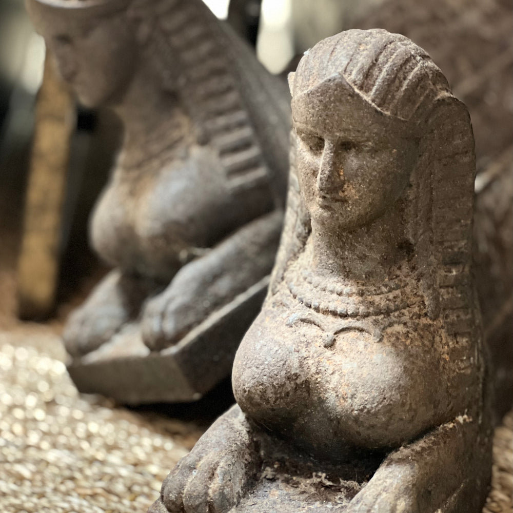 Antique Sphinx Andirons