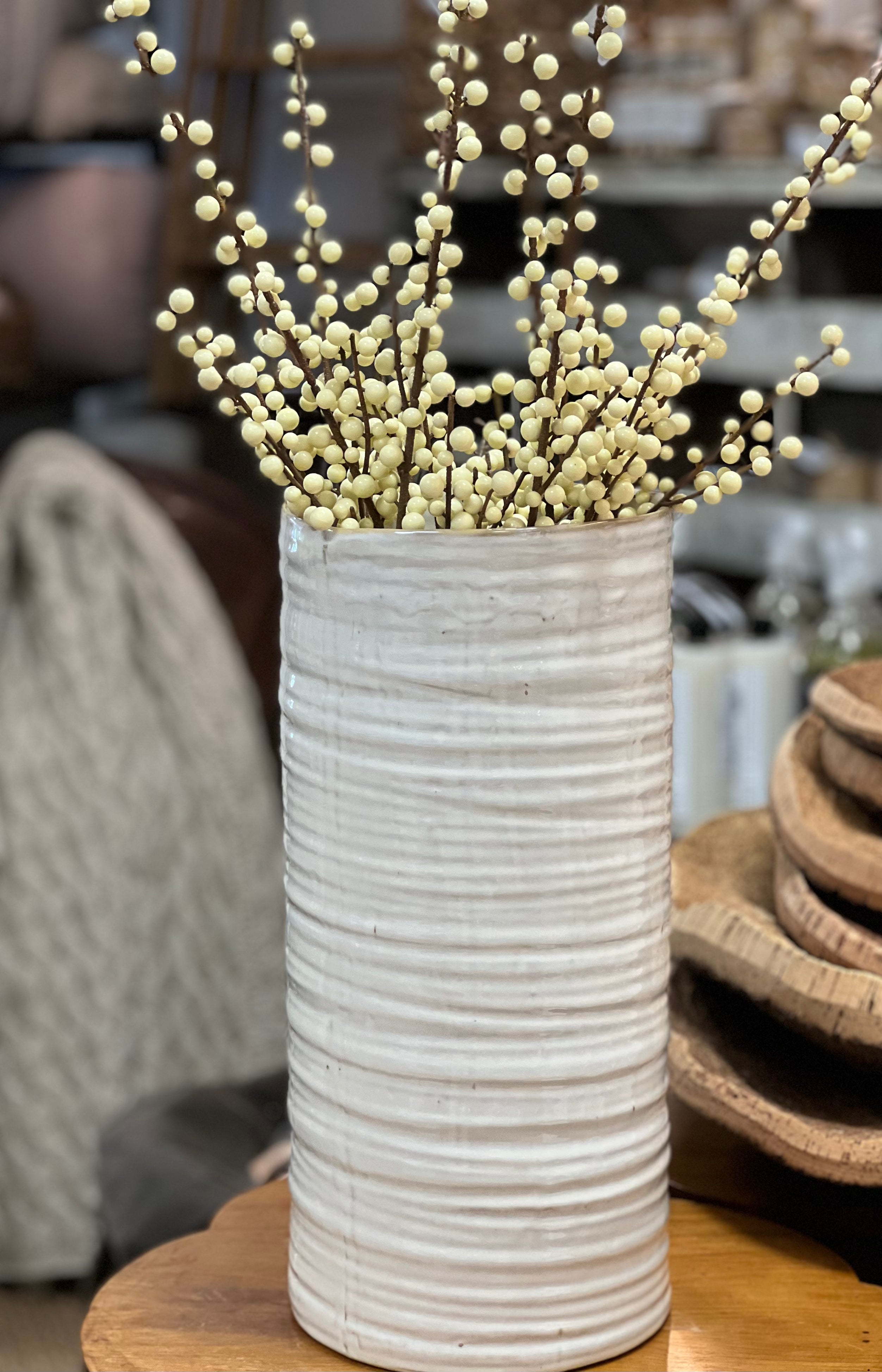 Ceramic Cylinder Vase ~ White