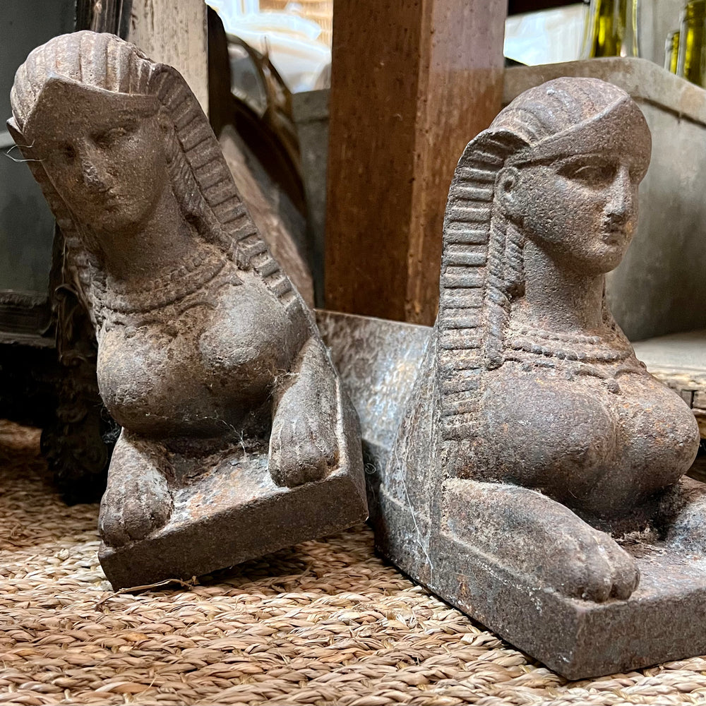 Antique Sphinx Andirons