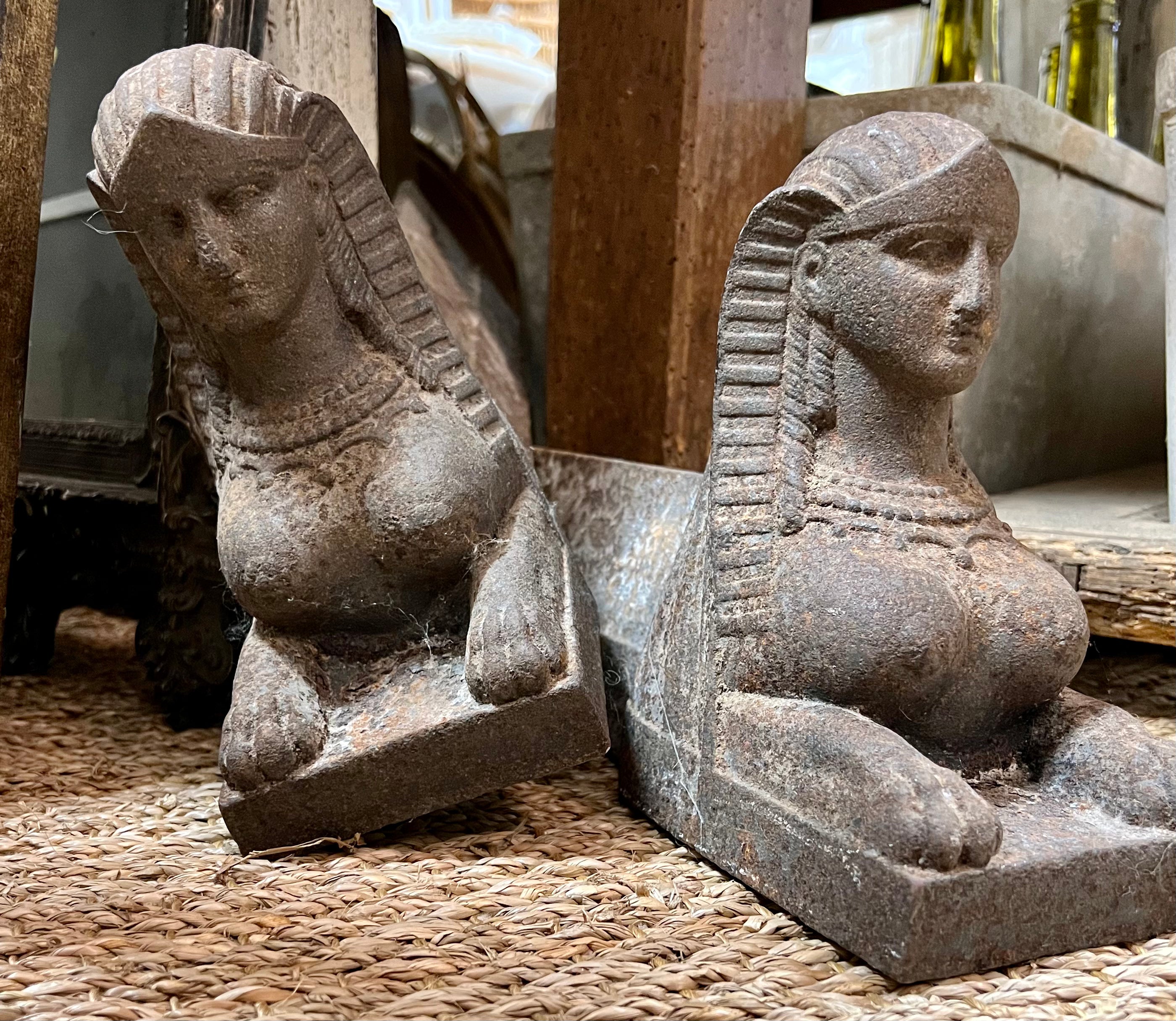 Antique Sphinx Andirons