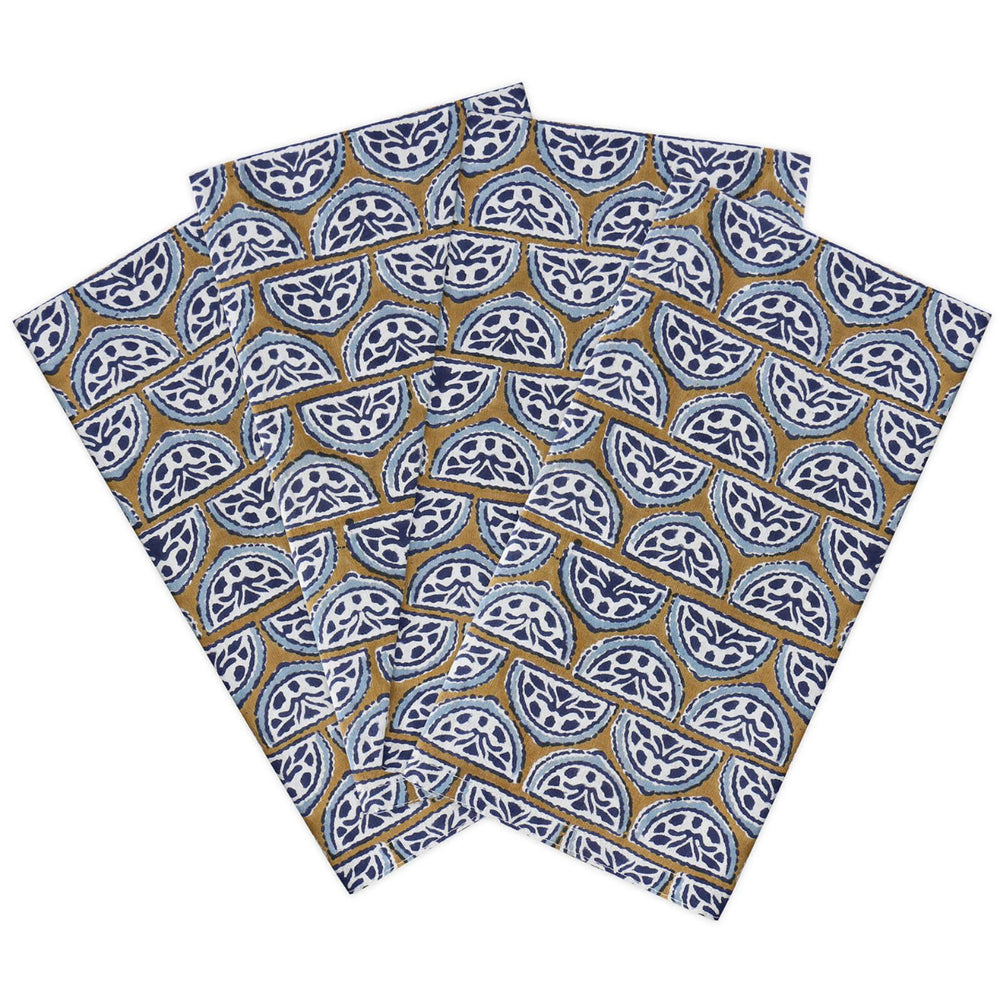 Napkins! Set of 4 Hand Printed Burano Tobacco Color