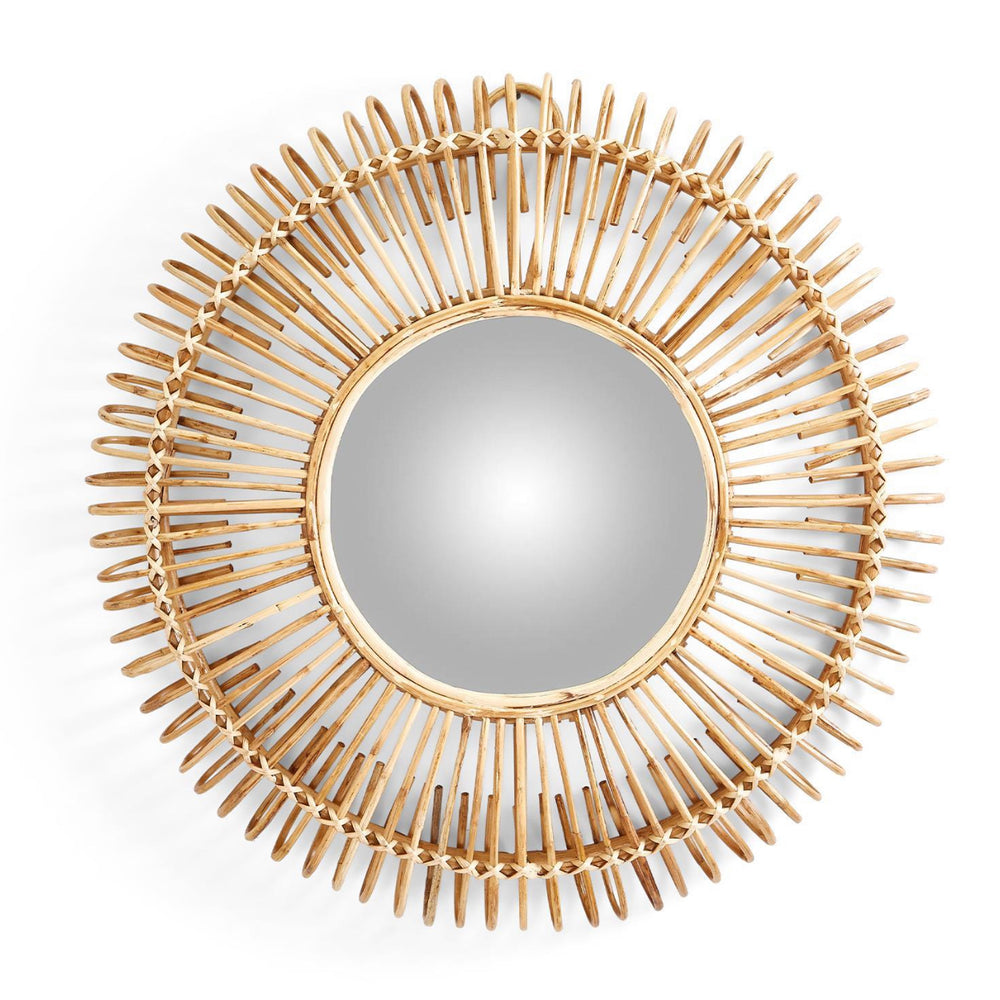 Hand-crafted Round Cane Mirror