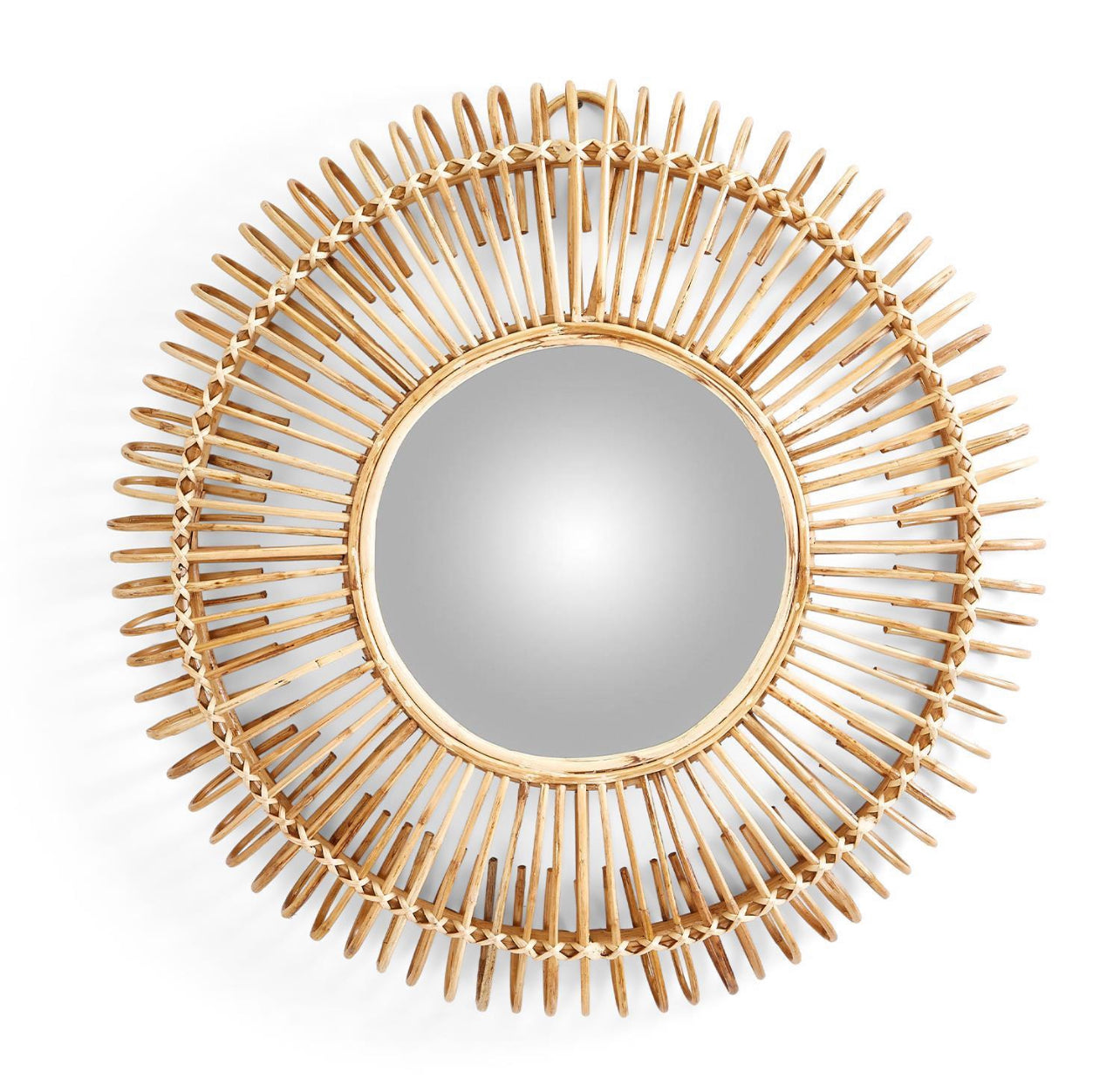 Hand-crafted Round Cane Mirror