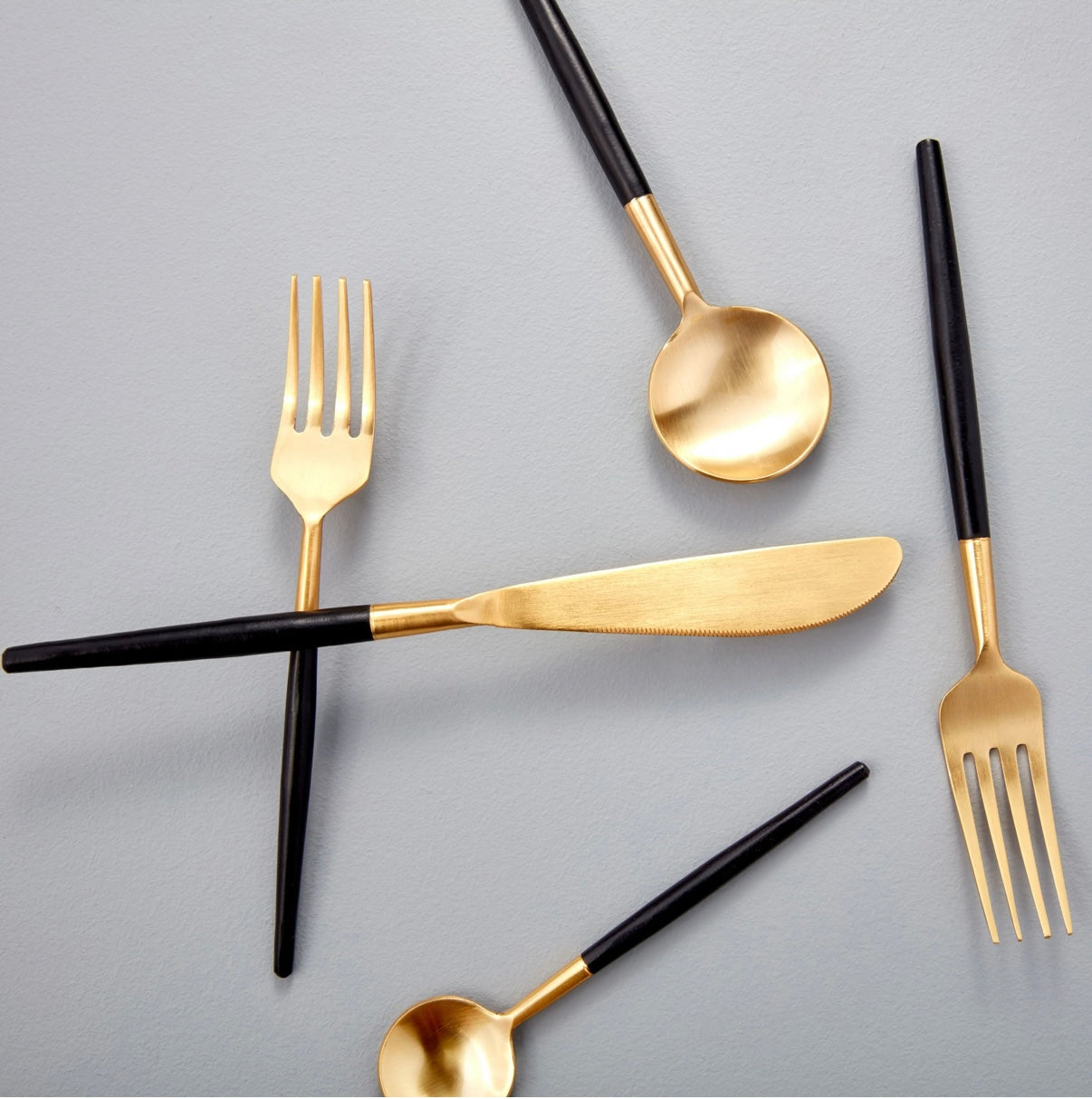 Ultra Modern Black & Gold Flatware, 5-Piece Set