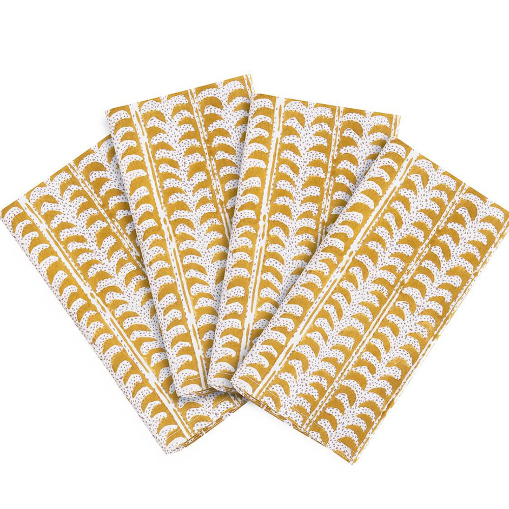 Luxor Saffron Set of 4 Napkins-Hand Blocked!