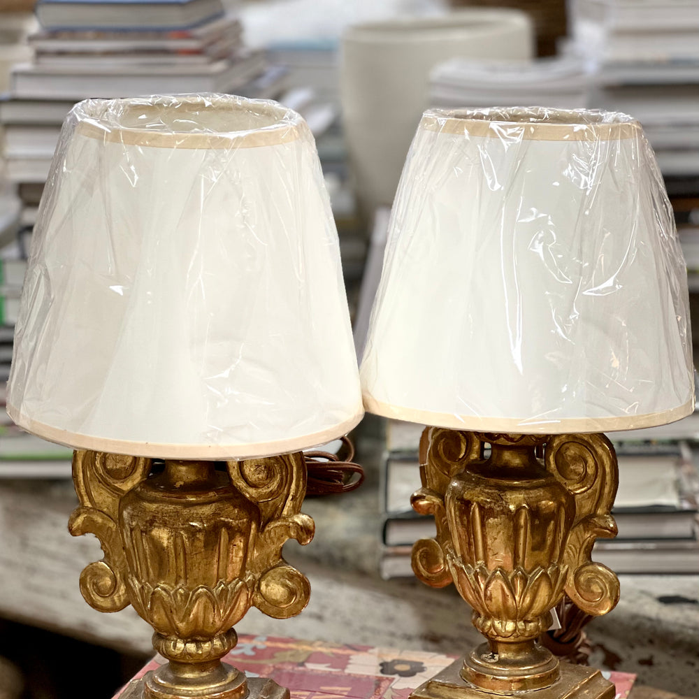 
                      
                        Pair of Gilt Urns made into Lamps ~ Early 19th Century Italian
                      
                    