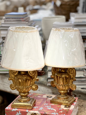 Pair of Gilt Urns made into Lamps ~ Early 19th Century Italian