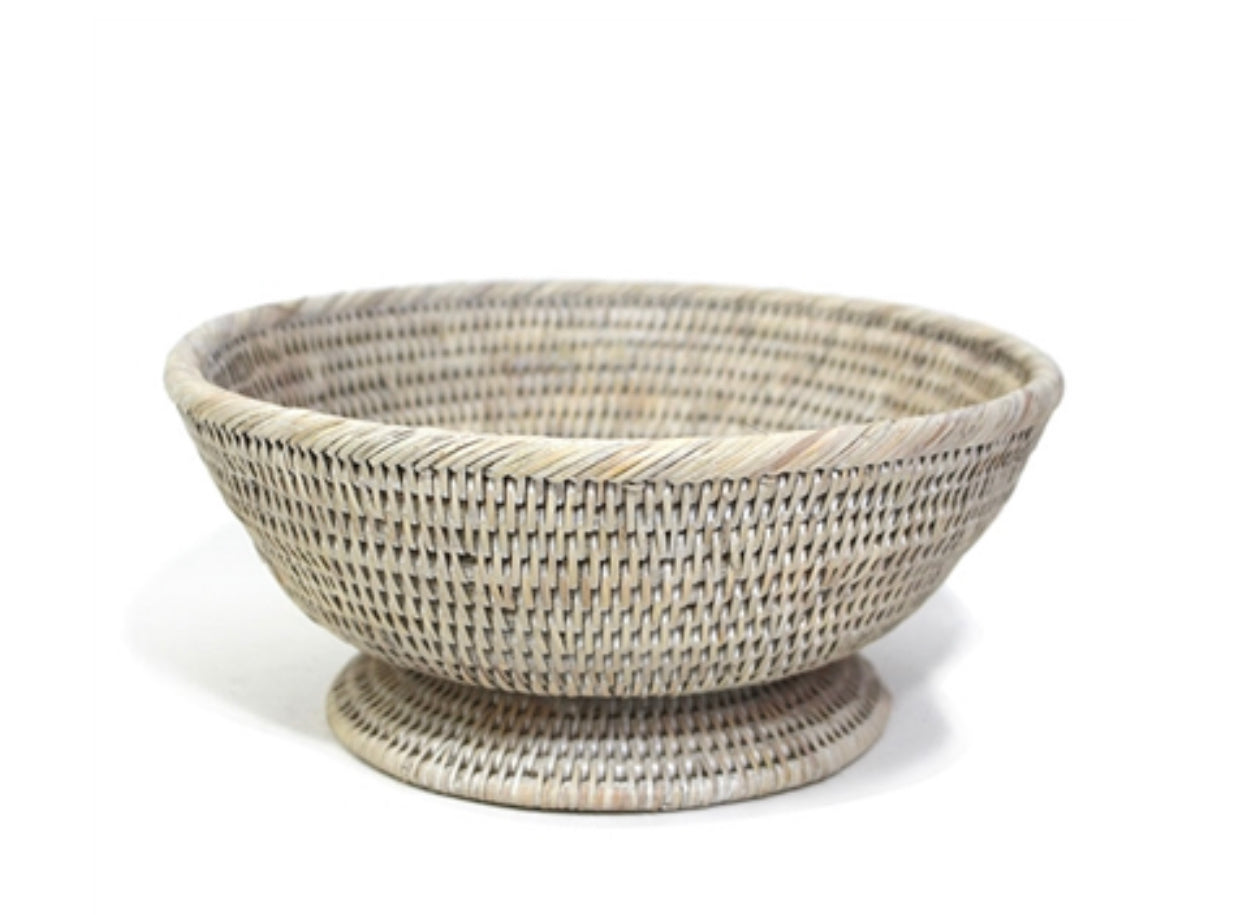 Large Round Woven Pedestal Bowl