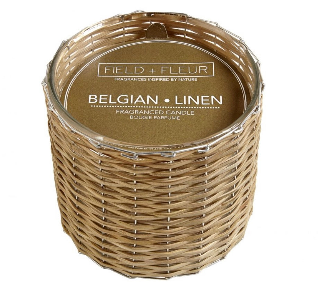 Belgian Linen 3 Wick Handwoven Candle