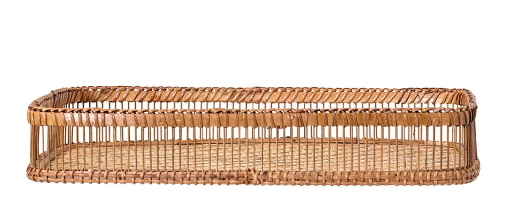 Hand Woven Bamboo Tray with Handles