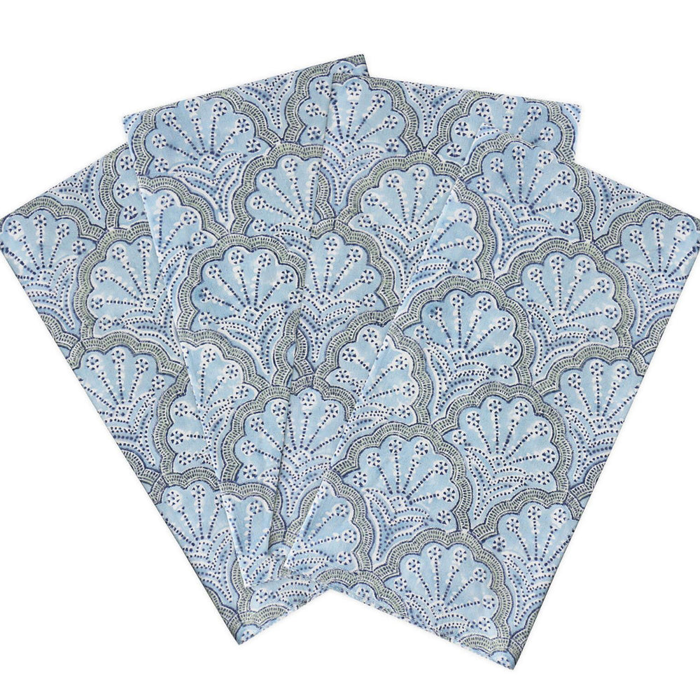 St. Tropez Azure set of 4 Napkins- Hand Blocked!