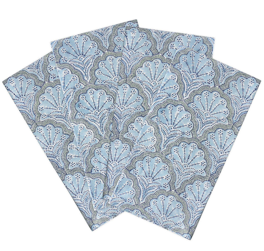 St. Tropez Azure set of 4 Napkins- Hand Blocked!